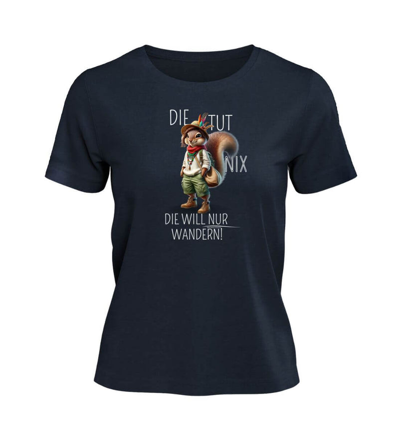 Die Tut Nix Eichhörnchen - Eichhörnchen T-Shirt Damen in Dunkelblau (French Navy) – Produktbild (100% Bio-Baumwolle) von Rad&Rucksack