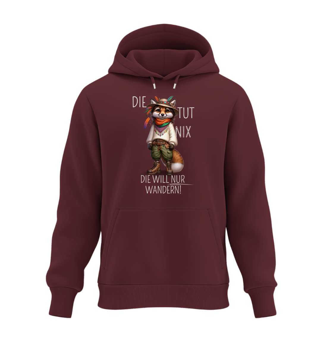 Die tut nix - Fuchs | Unisex Organic Hoodie in Burgundy von Rad&Rucksack