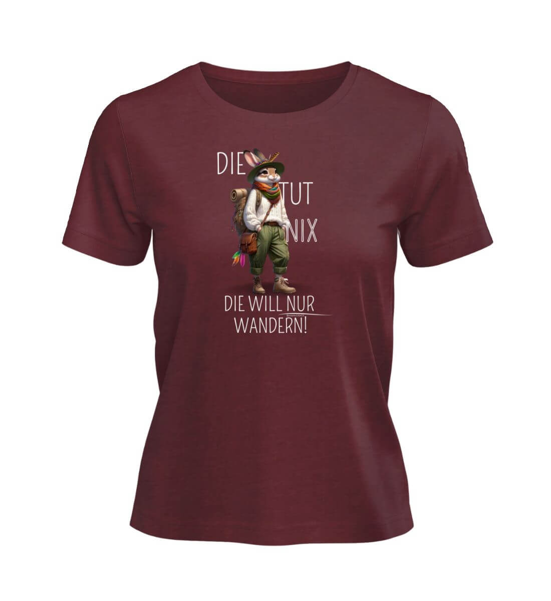 Die tut nix - Hase | Damen Premium Organic T-Shirt in Burgundy von Rad&Rucksack