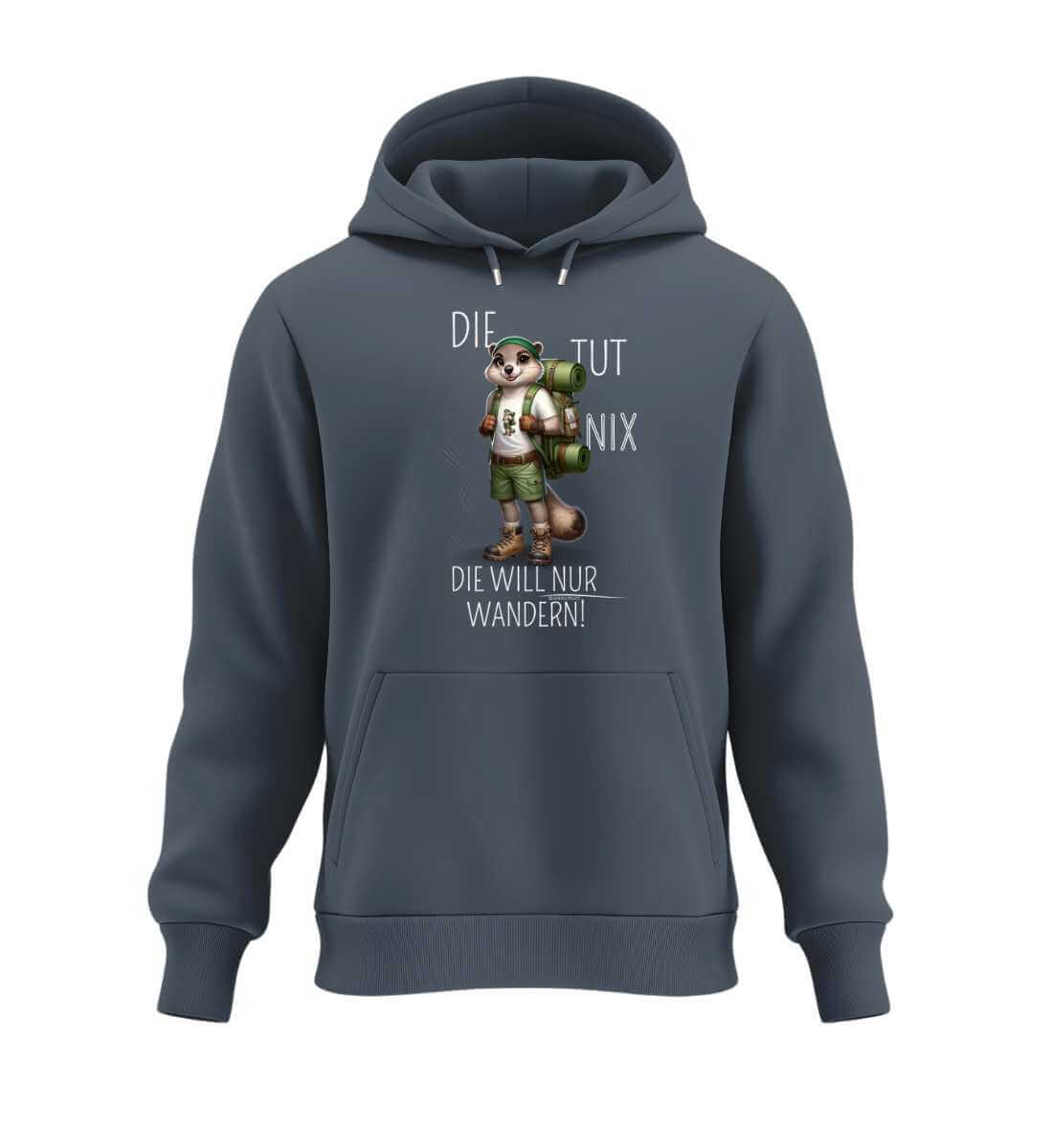 Die tut nix - Murmeltier | Unisex Organic Hoodie in India Ink Grey von Rad&Rucksack