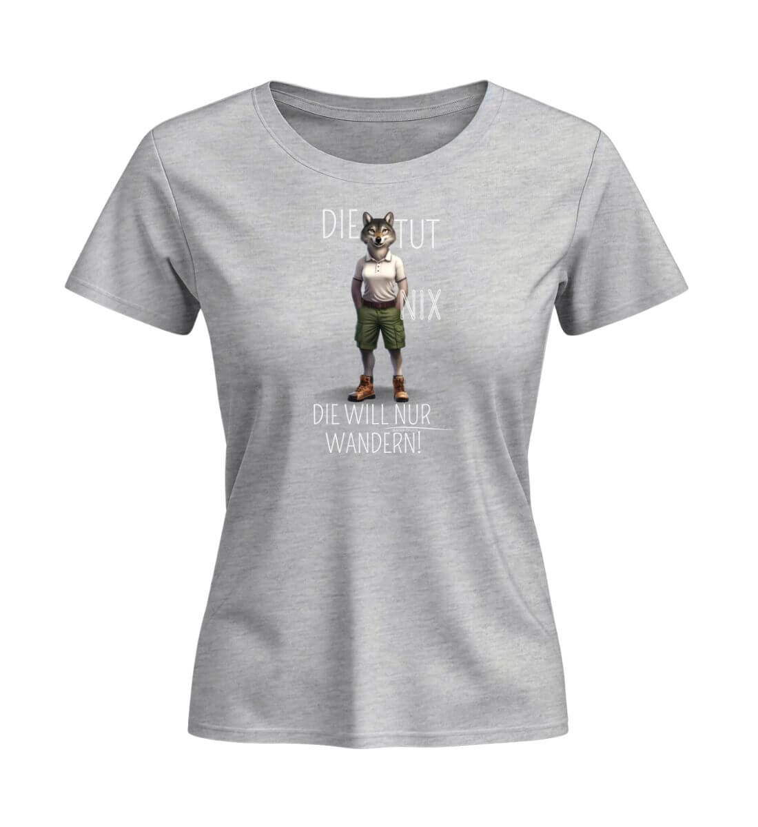 Die tut nix - Wolf | Damen Premium Organic T-Shirt (Fitted) in Heather Grey von Rad&Rucksack