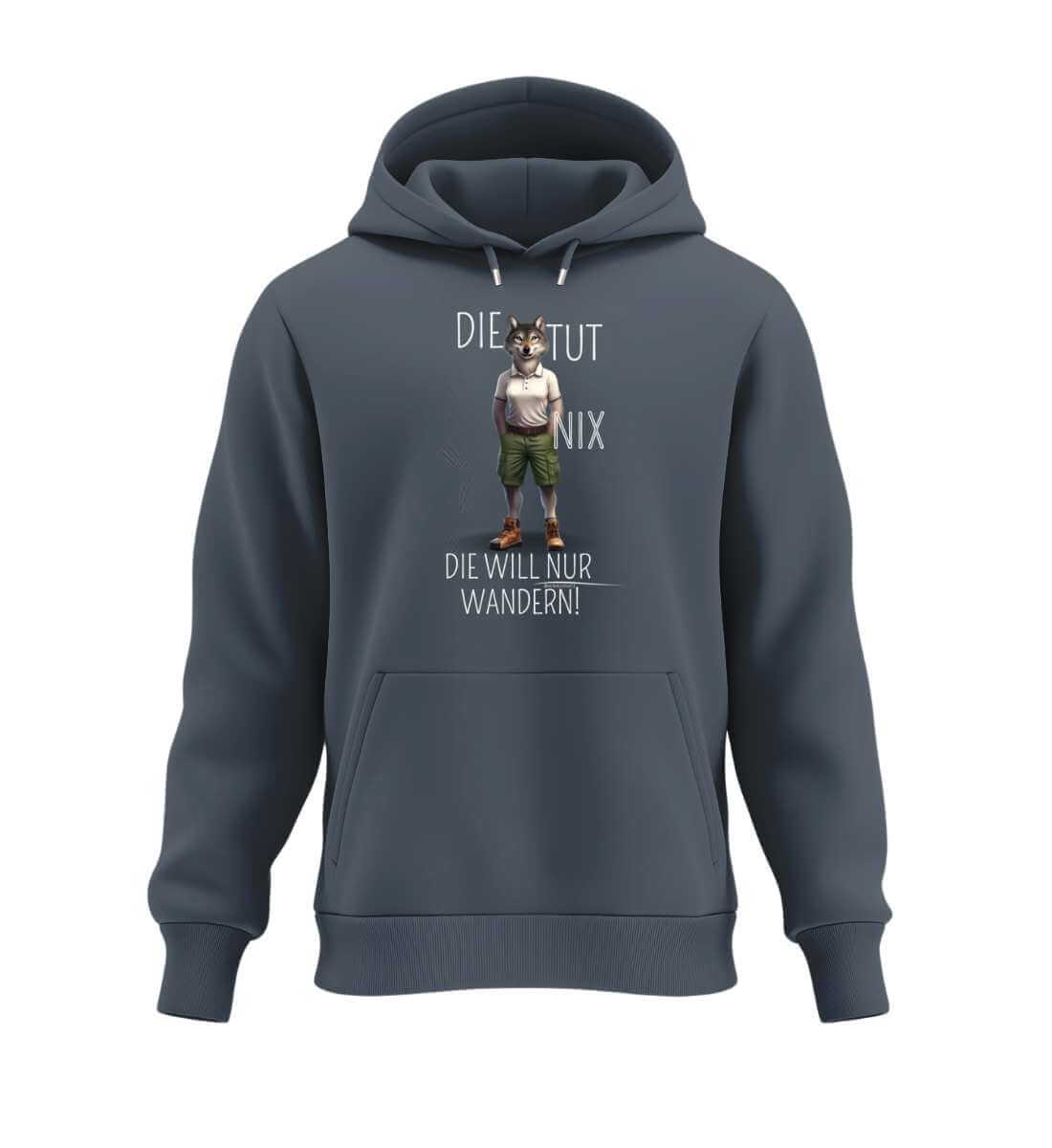 Die tut nix - Wolf | Unisex Organic Hoodie in India Ink Grey von Rad&Rucksack