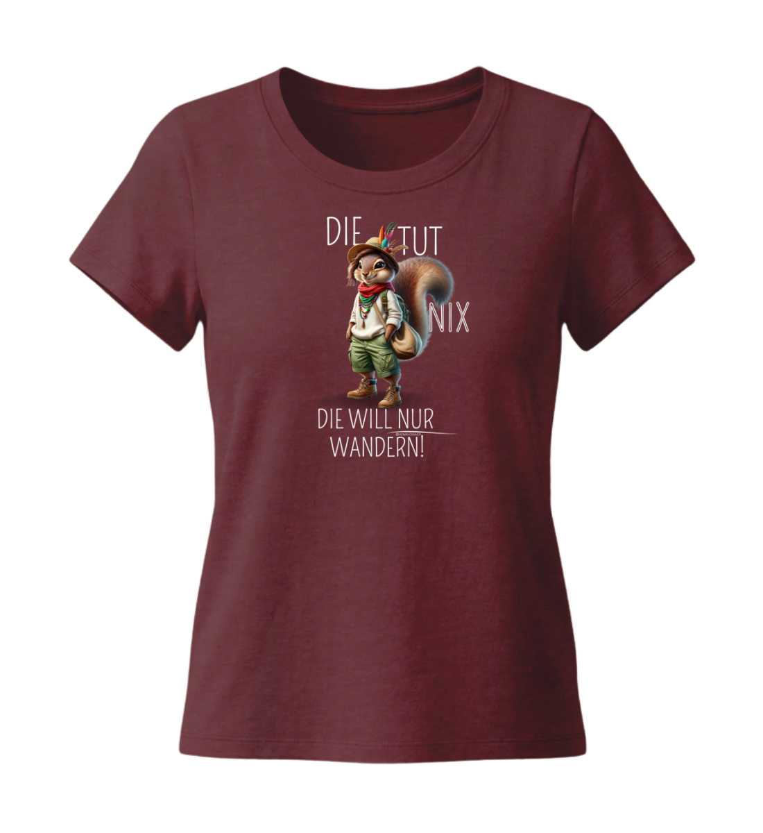 Die tut nix - Eichhörnchen | Damen Premium Organic T-Shirt (Fitted) in Burgundy von Rad&Rucksack