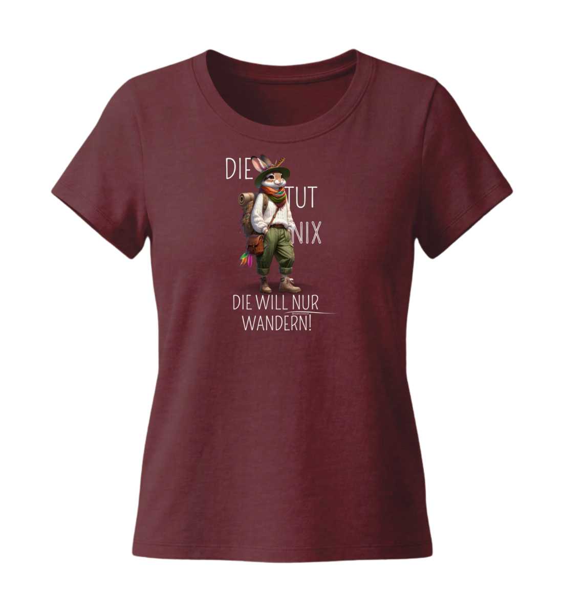 Die tut nix - Hase | Damen Premium Organic T-Shirt (Fitted) in Burgundy von Rad&Rucksack