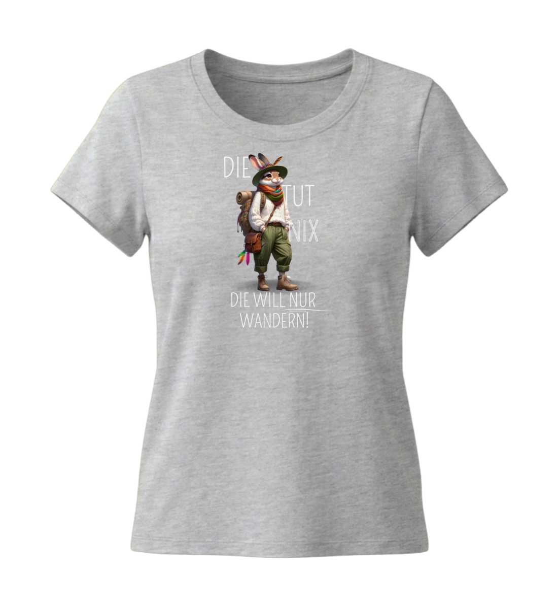 Die tut nix - Hase | Damen Premium Organic T-Shirt (Fitted) in Heather Grey von Rad&Rucksack
