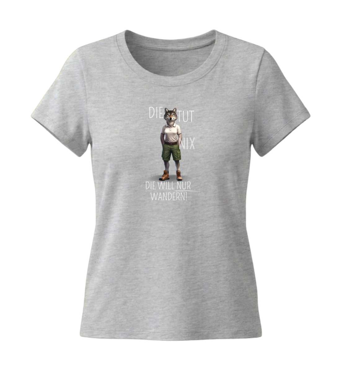 Die tut nix - Wolf | Damen Premium Organic T-Shirt (Fitted) in Heather Grey von Rad&Rucksack