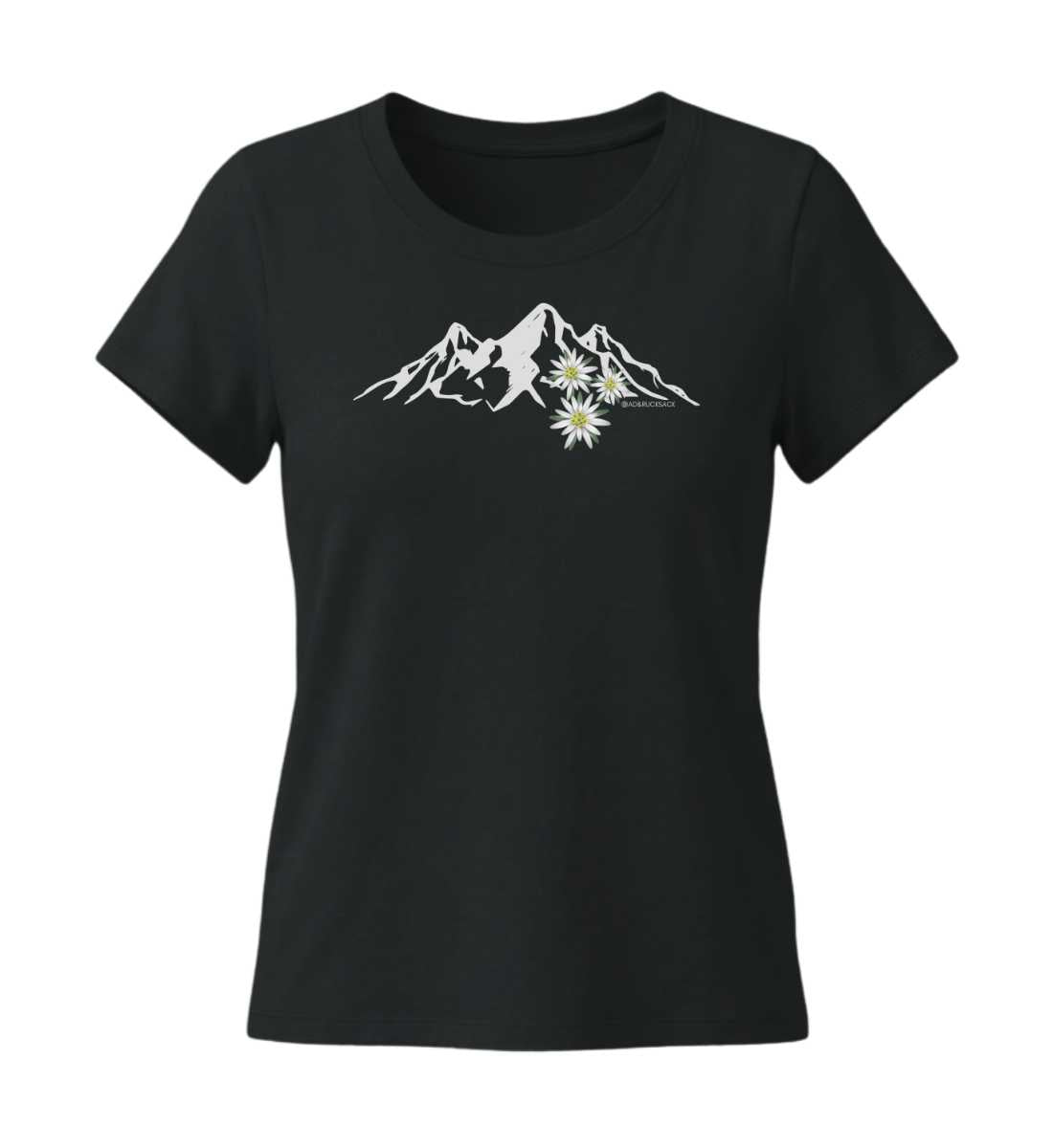 Edelweiß | Damen Premium Organic T-Shirt (Fitted) in Black von Rad&Rucksack
