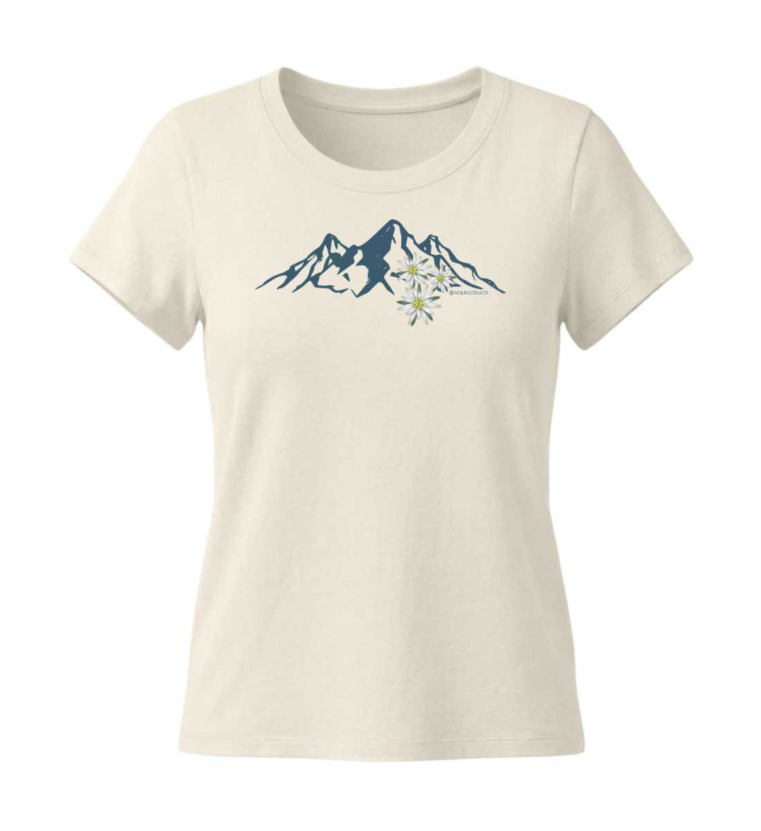 Edelweiß T-Shirt Damen Naturweiß (Natural Raw) – Produktbild (155 g/m² Bio-Baumwolle, tailliert) von Rad&Rucksack