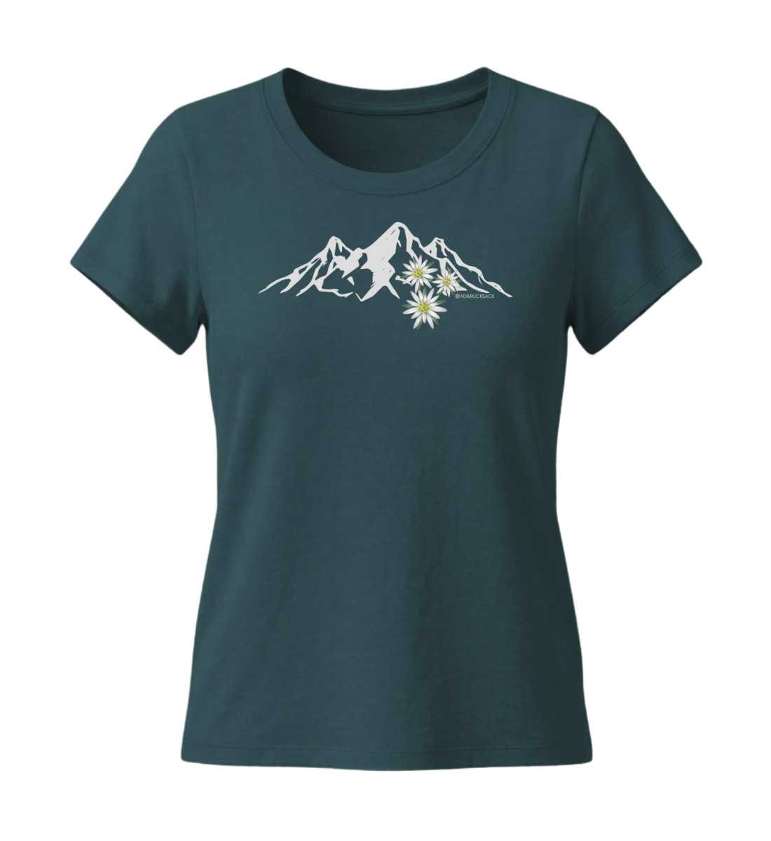 Edelweiß Bio T-Shirt Damen Tailliert in Blaugrün (Stargazer) – Produktbild (155 g/m² Bio-Baumwolle, tailliert) von Rad&Rucksack