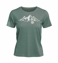 Edelweiß T-Shirt Damen Meeresgrün (Green Bay) – Produktbild (100% Bio-Baumwolle) von Rad&Rucksack
