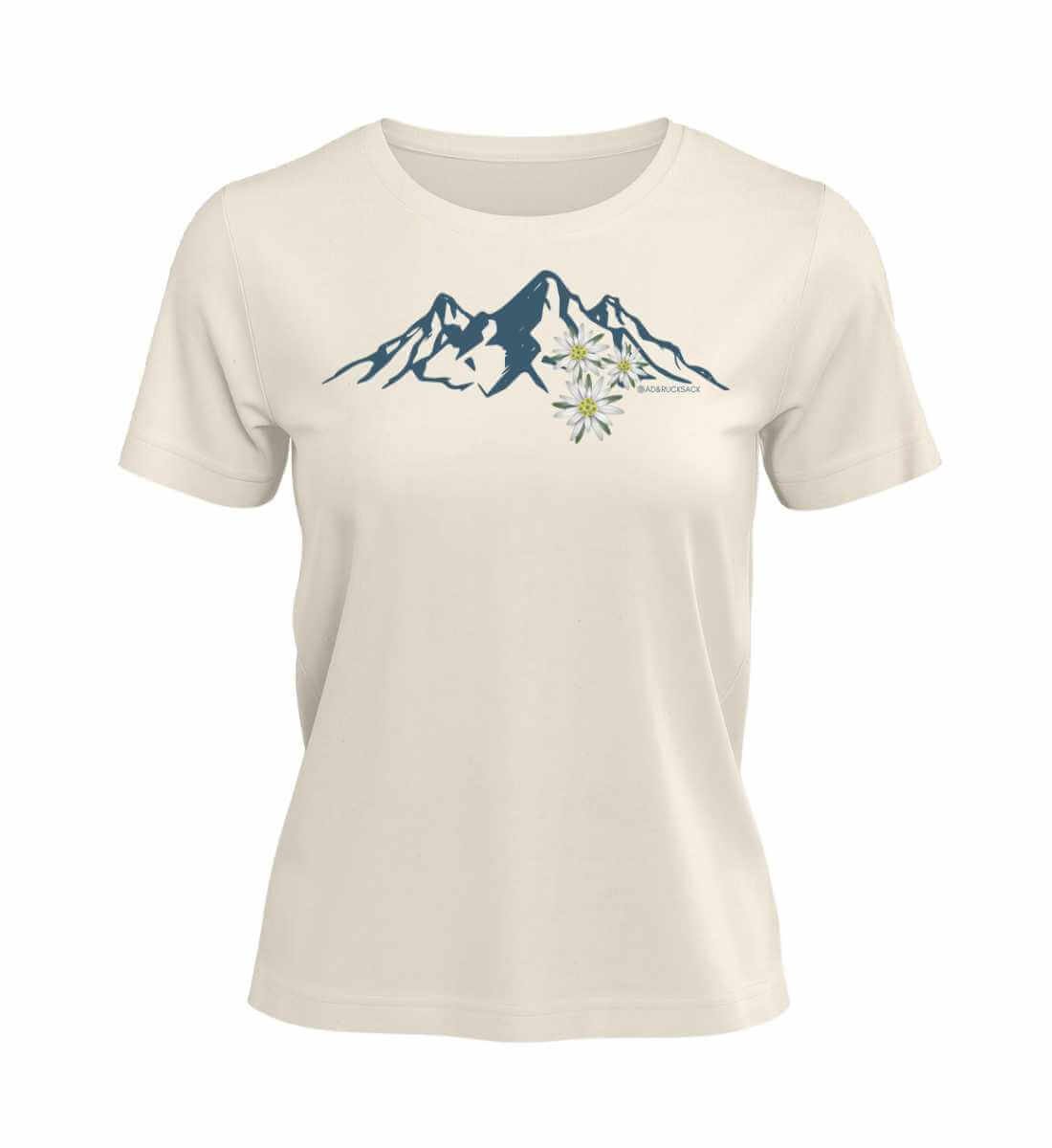 Edelweiß T-Shirt Damen Naturweiß (Natural Raw) – Produktbild (100% Bio-Baumwolle) von Rad&Rucksack
