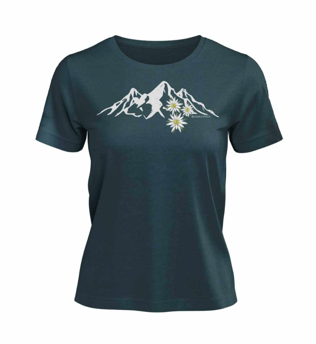 Edelweiß T-Shirt Damen Blaugrün (Stargazer) – Produktbild (100% Bio-Baumwolle) von Rad&Rucksack