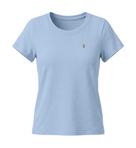Edelweiß Stick T-Shirt Damen Tailliert in Mittelblau (Blue Soul) – Produktbild (155 g/m² Bio-Baumwolle, tailliert) von Rad&Rucksack