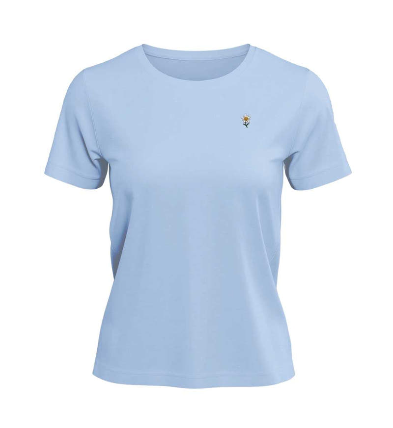 Edelweiß Stick | Damen Premium Organic T-Shirt (Stick) in Blue Soul von Rad&Rucksack