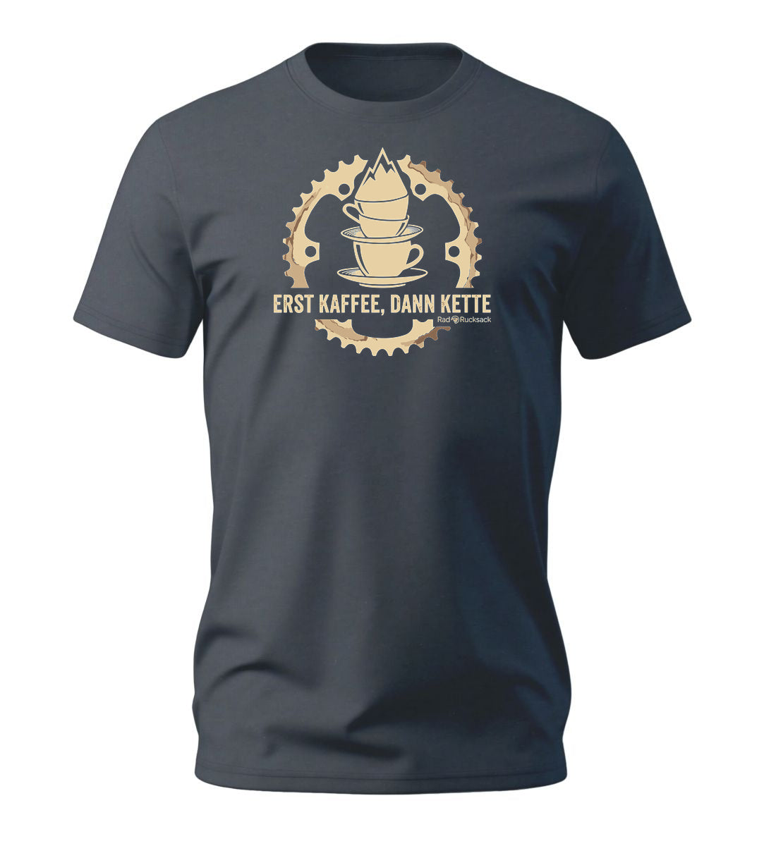 Erst Kaffee, dann Kette | Herren Premium Organic T-Shirt in India Ink Grey von Rad&Rucksack