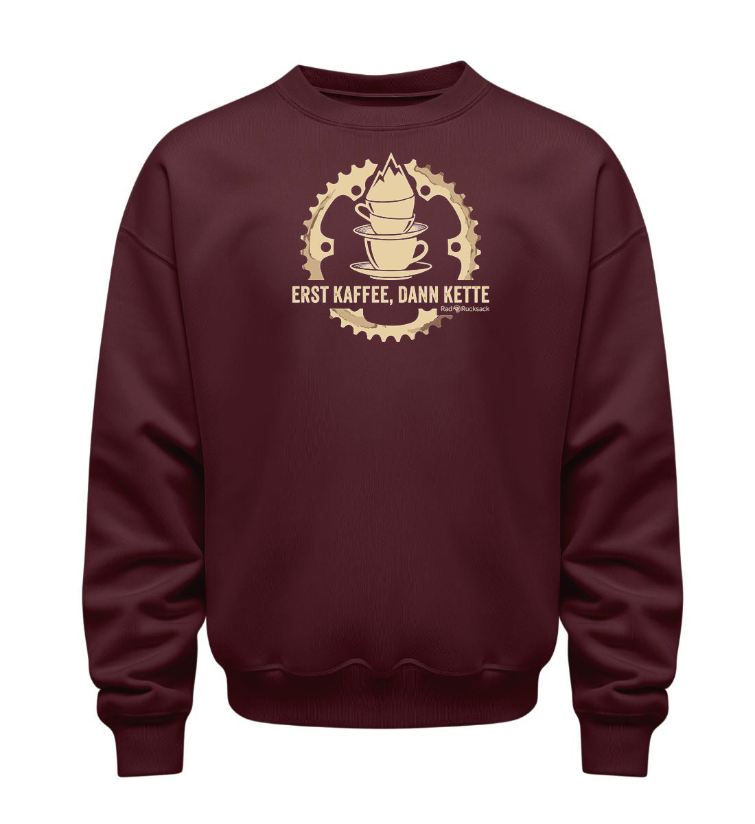 Erst Kaffee, dann Kette | Unisex Organic Pullover in Burgundy von Rad&Rucksack