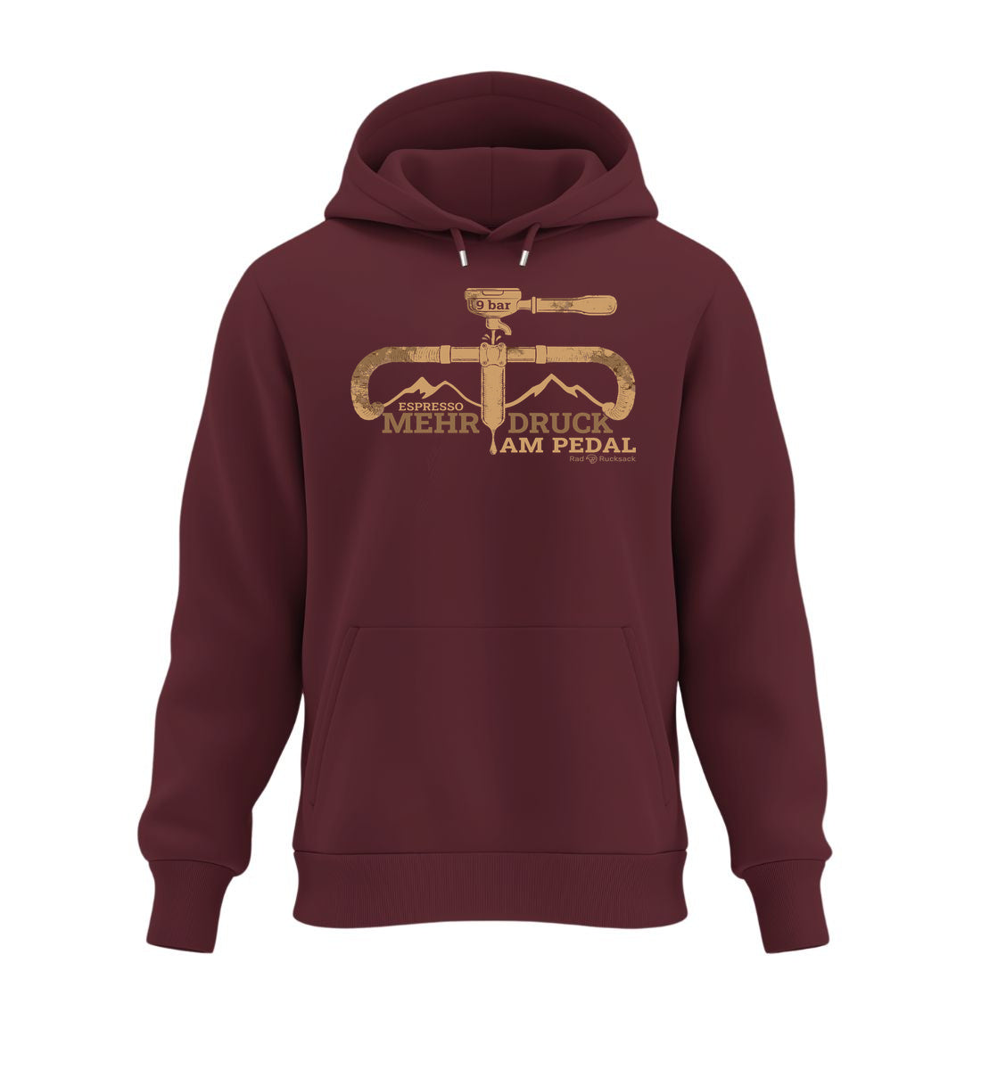 Espresso 9 bar | Unisex Organic Hoodie in Burgundy von Rad&Rucksack