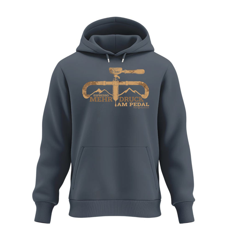 Espresso 9 Bar Hoodie in Blaugrau (India Ink Grey) – Produktbild (350 g/m² Bio-Baumwolle) von Rad&Rucksack