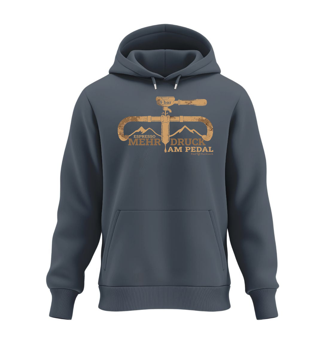 Espresso 9 bar | Unisex Organic Hoodie in India Ink Grey von Rad&Rucksack