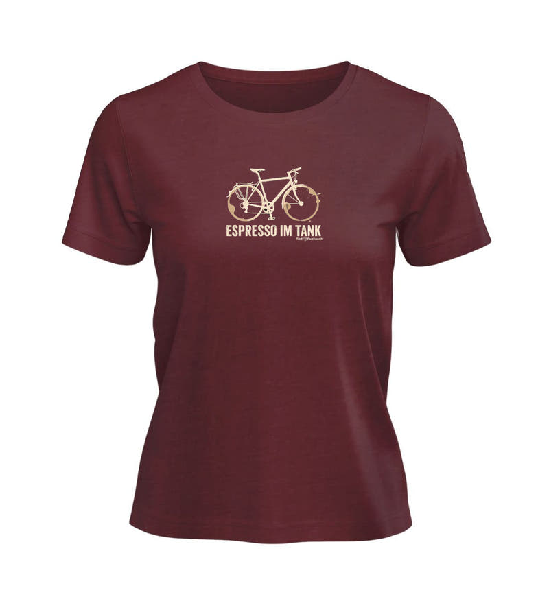 Espresso Tour | Damen Premium Organic T-Shirt in Burgundy von Rad&Rucksack