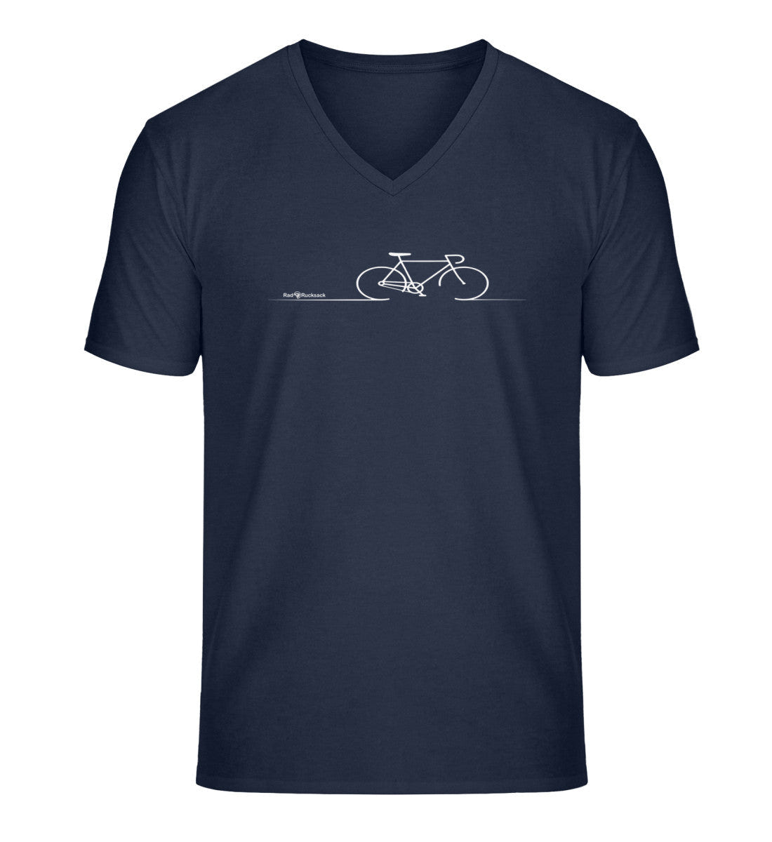 Outdoor V-Neck T-Shirt Fahrrad Bike Herren in Dunkelblau (French Navy) – Produktbild (100% Bio-Baumwolle) von Rad&Rucksack