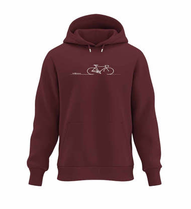 Warmer Hüttentour Hoodie Fahrrad Bike in Weinrot (Burgundy) – Produktbild (350 g/m² Bio-Baumwolle) von Rad&Rucksack