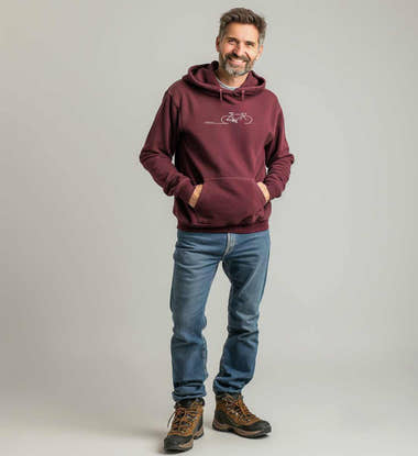 Outdoor Hoodie Fahrrad Bike – Modelbild (350 g/m² Bio-Baumwolle) von Rad&Rucksack