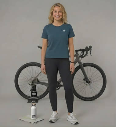 Fahrrad Cylce T-Shirt Bestickt Damen – Modelbild (100% Bio-Baumwolle) von Rad&Rucksack