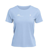 Outdoor T-Shirt Fahrrad Damen in Mittelblau (Blue Soul) – Produktbild (100% Bio-Baumwolle) von Rad&Rucksack