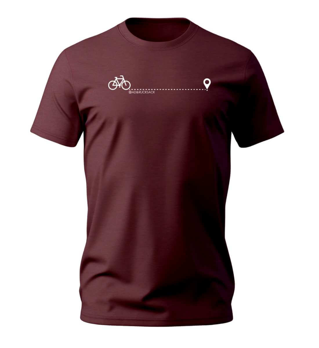 Fahrrad T-Shirt Herren Weinrot (Burgundy) – Produktbild (100% Bio-Baumwolle) von Rad&Rucksack