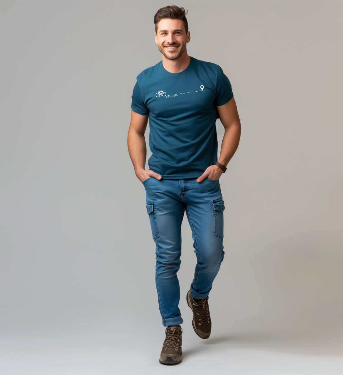 Fahrrad Bio T-Shirt Herren – Modelbild (100% Bio-Baumwolle) von Rad&Rucksack