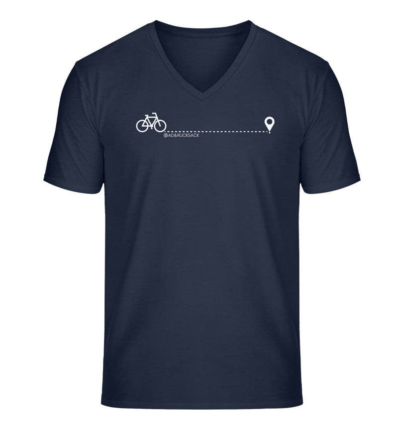 Fahrrad | Herren V-Neck Premium Organic T-Shirt in French Navy von Rad&Rucksack