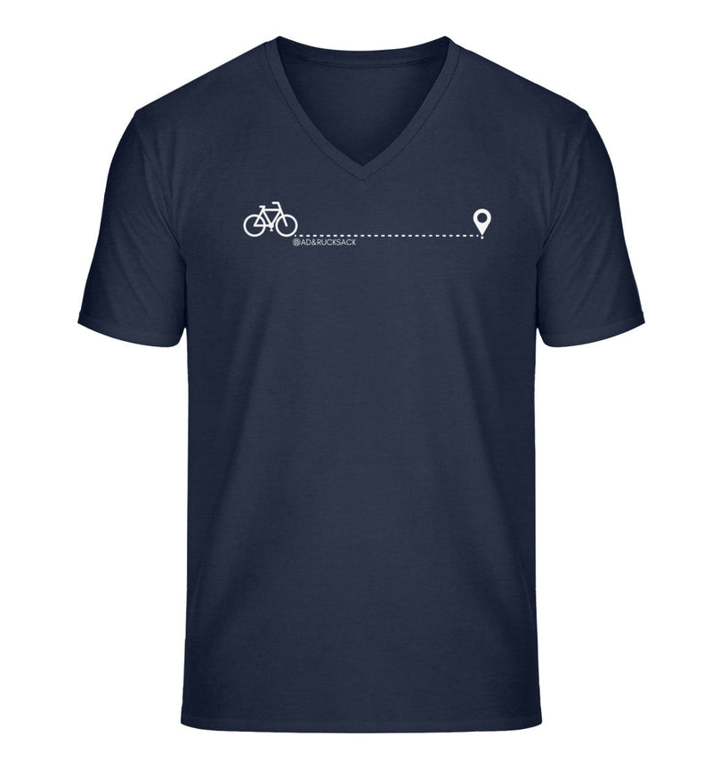 Fahrrad V-Neck T-Shirt Herren in Dunkelblau (French Navy) – Produktbild (100% Bio-Baumwolle) von Rad&Rucksack