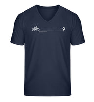 Fahrrad V-Neck T-Shirt Herren in Dunkelblau (French Navy) – Produktbild (100% Bio-Baumwolle) von Rad&Rucksack