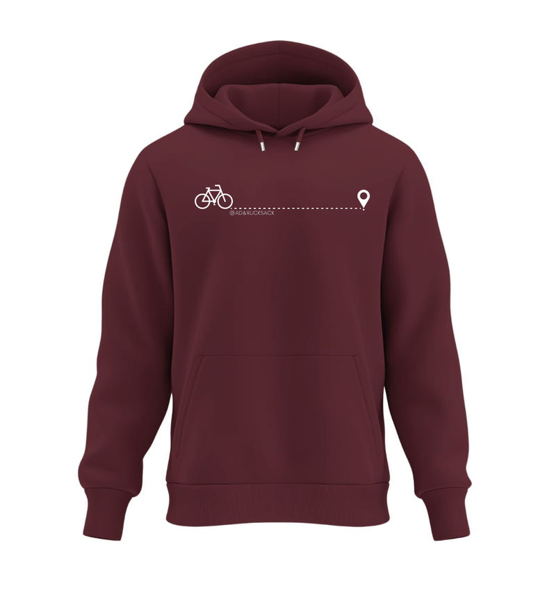 Fahrrad Hoodie in Weinrot (Burgundy) – Produktbild (350 g/m² Bio-Baumwolle) von Rad&Rucksack