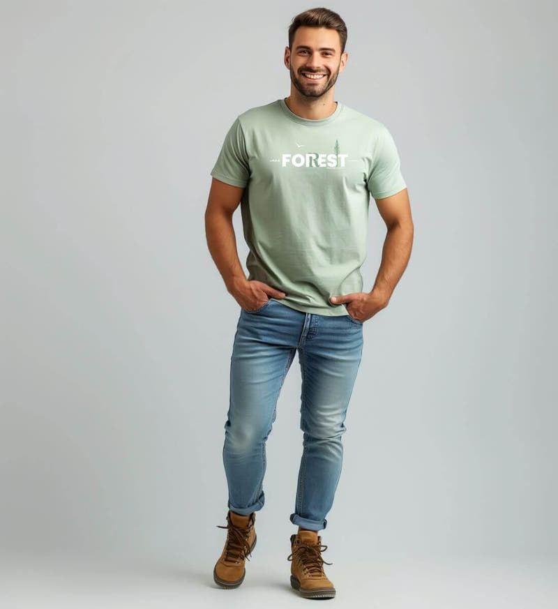 Forest | Herren Premium Organic T-Shirt von Rad&Rucksack - am Model präsentiert