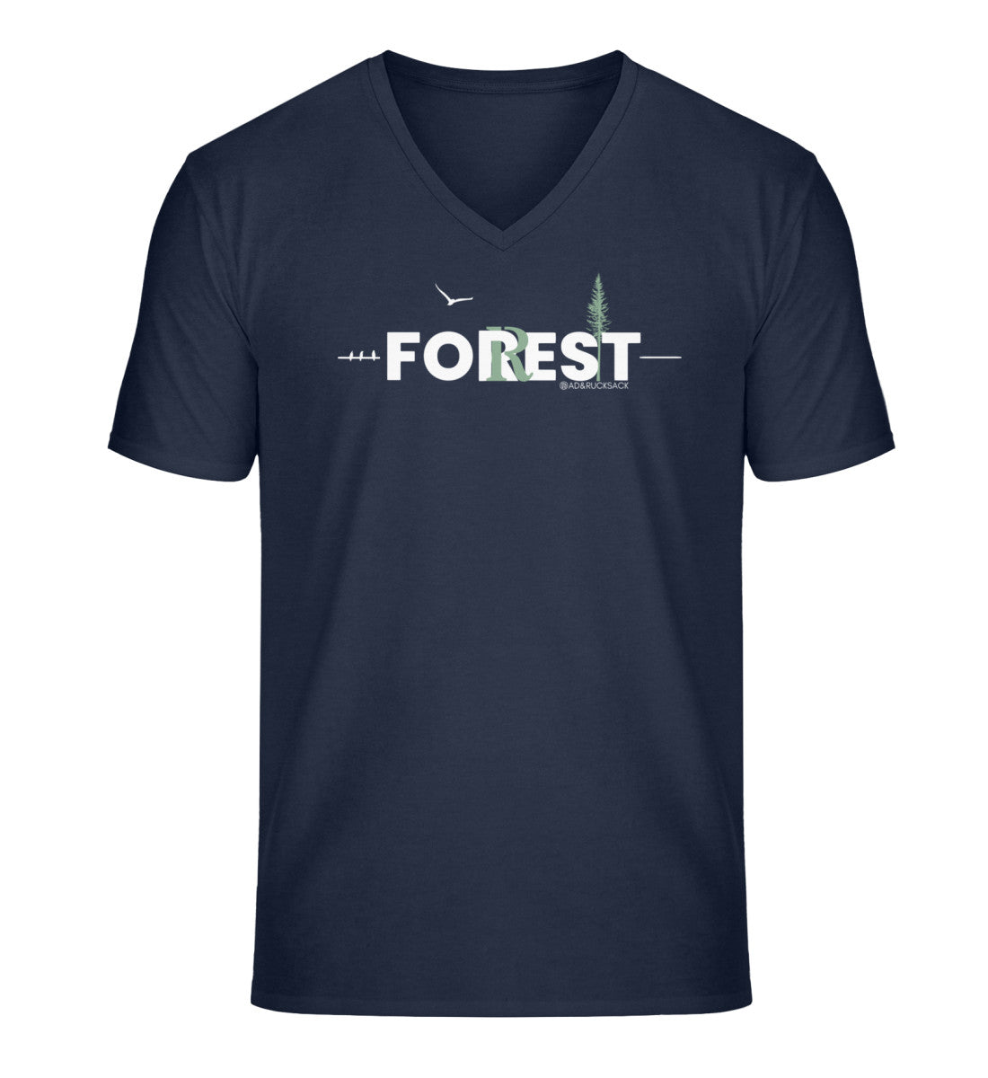 Forest | Herren V-Neck Premium Organic T-Shirt in French Navy von Rad&Rucksack