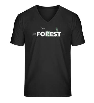 Forest Bio V-Neck T-Shirt Herren in Schwarz – Produktbild (100% Bio-Baumwolle) von Rad&Rucksack