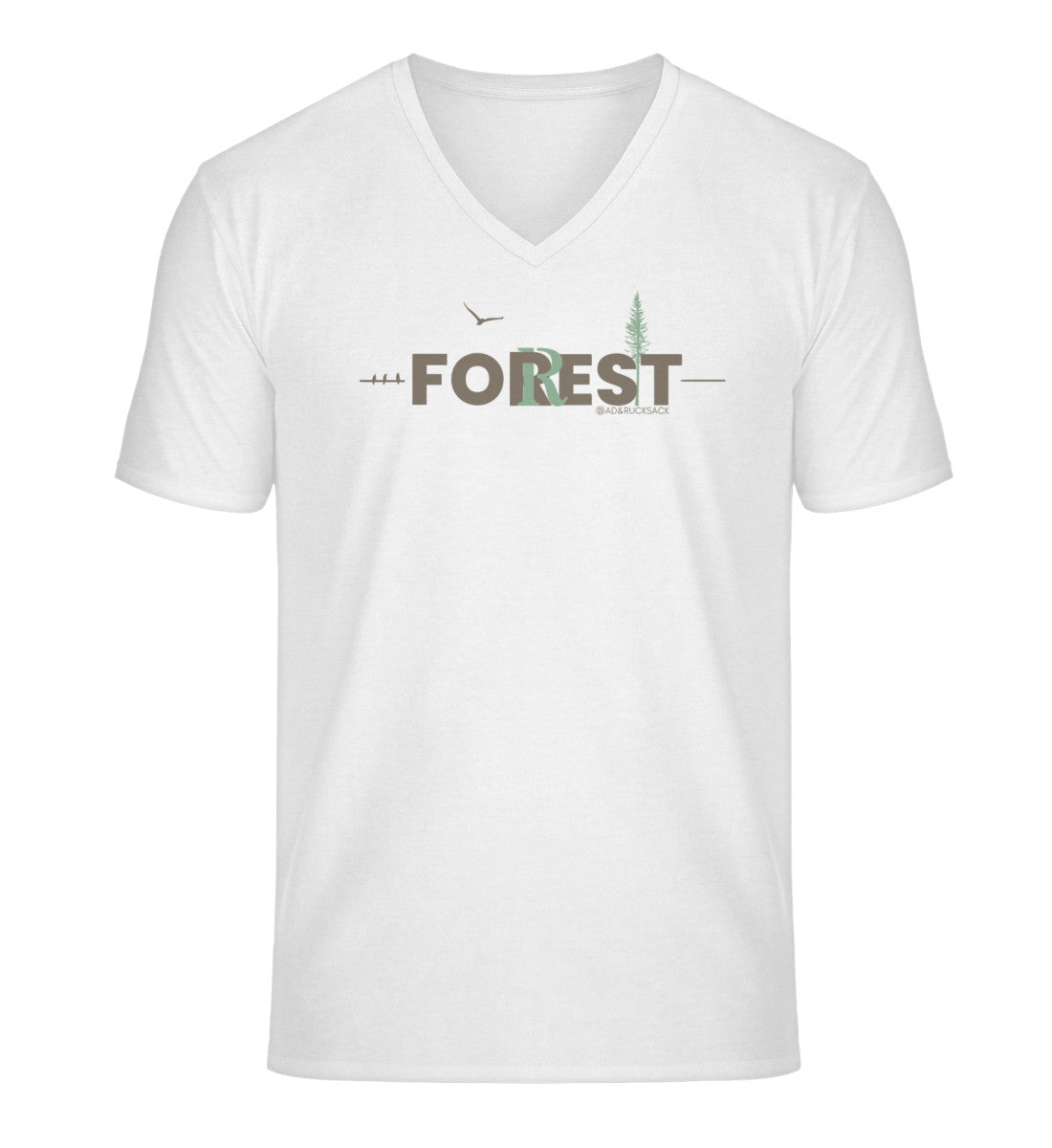 Forest | Herren V-Neck Premium Organic T-Shirt in White von Rad&Rucksack