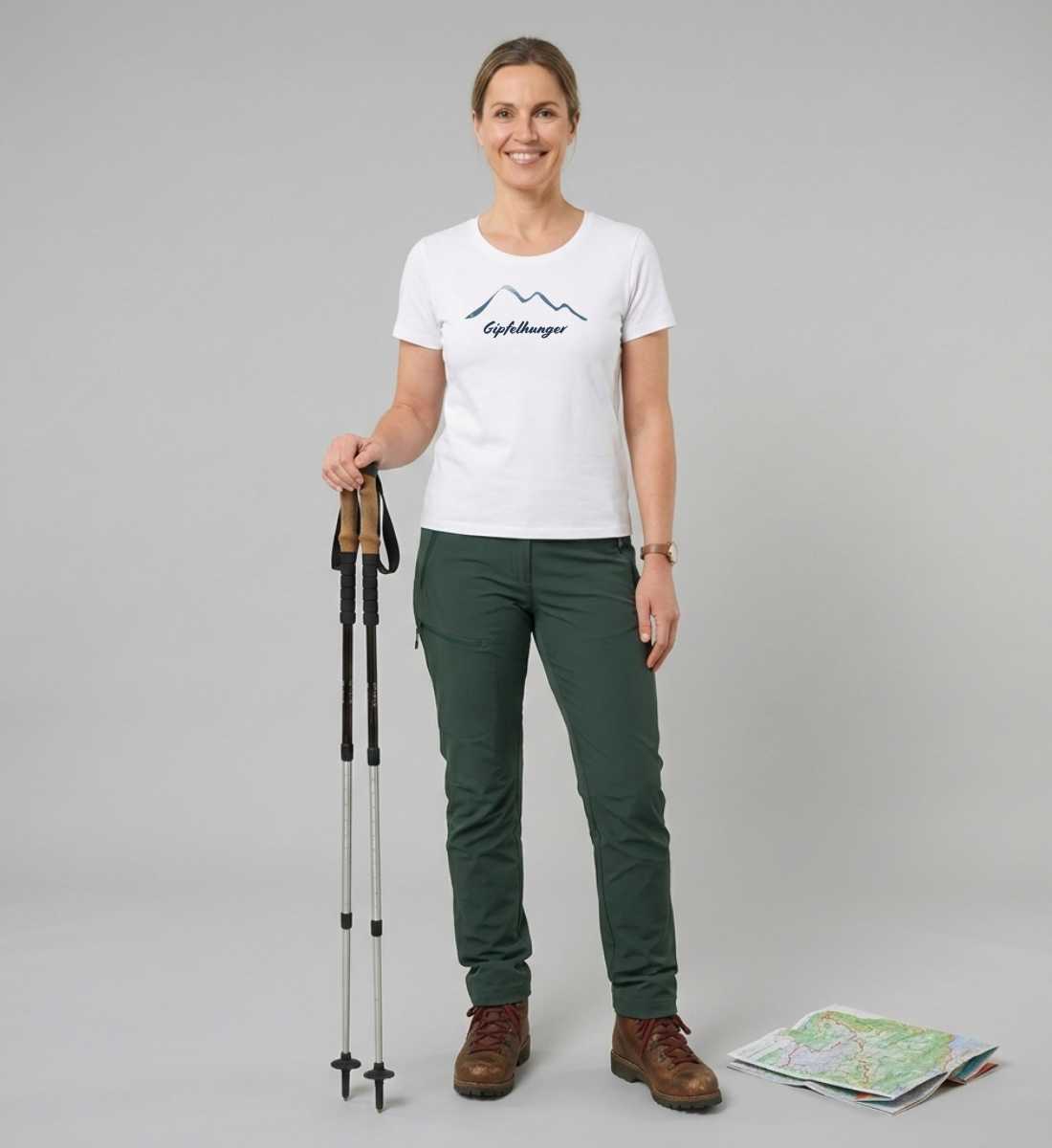 Gipfelhunger | Damen Premium Organic T-Shirt (Fitted) in White von Rad&Rucksack Model