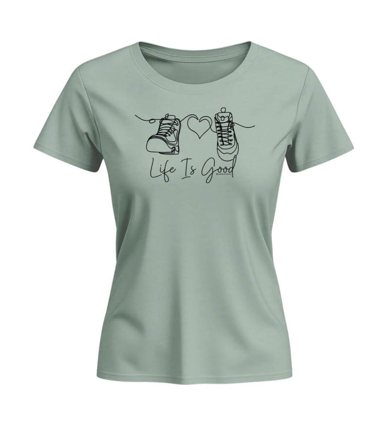 Good Life | Damen Premium Organic T-Shirt (Fitted) in Aloe von Rad&Rucksack