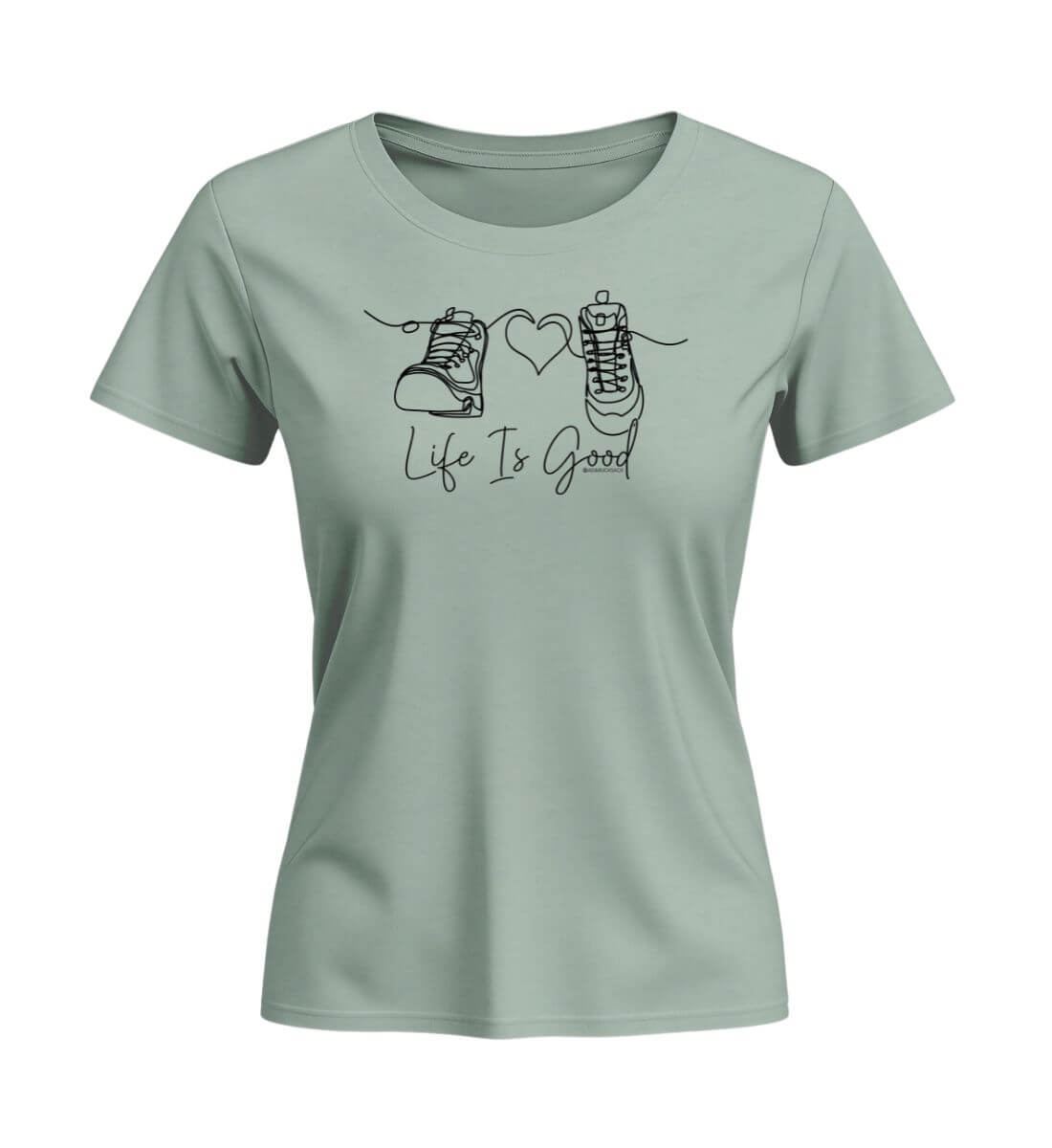 Good Life | Damen Premium Organic T-Shirt (Fitted) in Aloe von Rad&Rucksack