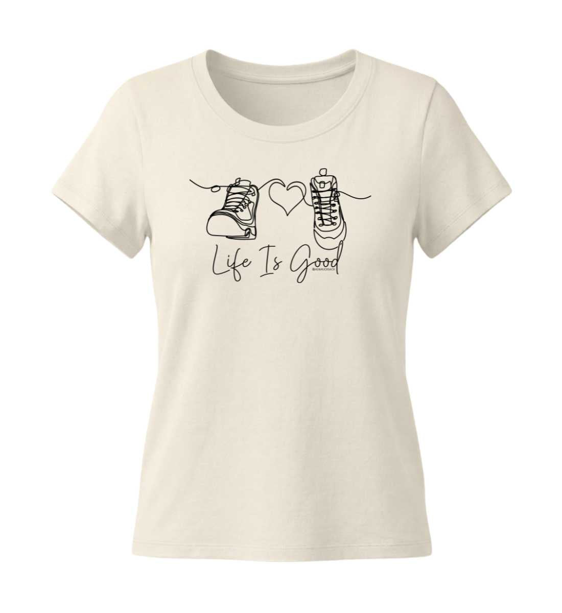 Good Life | Damen Premium Organic T-Shirt (Fitted) in Natural Raw von Rad&Rucksack