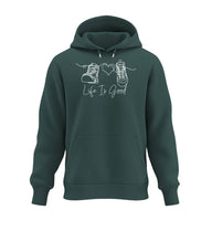 Good Life Kapuzenpullover in Tannengrün (Glazed Green) – Produktbild (350 g/m² Bio-Baumwolle) von Rad&Rucksack