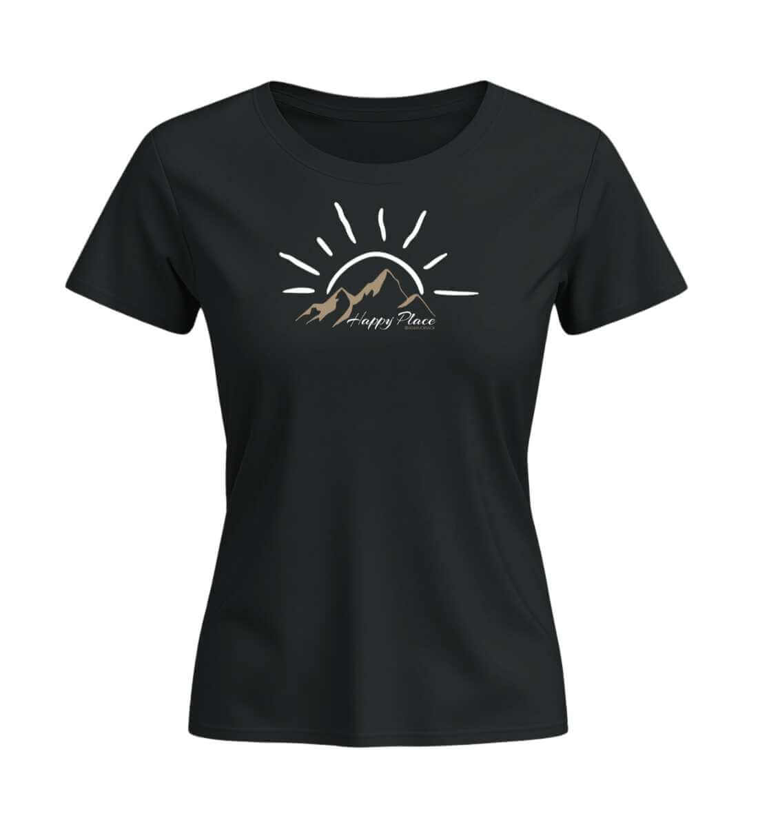 Happy Place | Damen Premium Organic T-Shirt (Fitted) in Schwarz von Rad&Rucksack