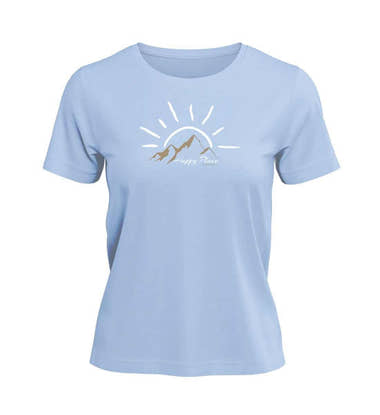 Happy Place T-Shirt Damen Mittelblau (Blue Soul) – Produktbild (100% Bio-Baumwolle) von Rad&Rucksack