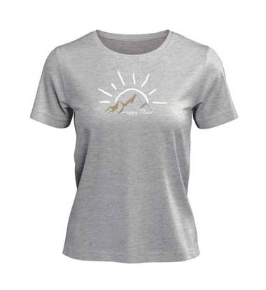 Happy Place T-Shirt Damen Grau-Melange (Heather Grey) – Produktbild (100% Bio-Baumwolle) von Rad&Rucksack