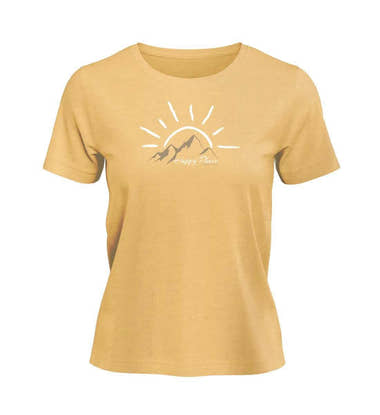 Happy Place T-Shirt Damen Apricot-Orange (Nispero) – Produktbild (100% Bio-Baumwolle) von Rad&Rucksack