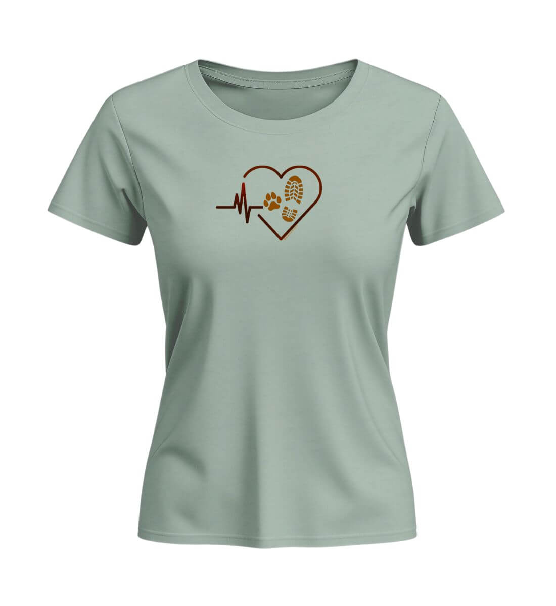 Herzschlag Hund Wandern | Damen Premium Organic T-Shirt (Fitted) in Aloe von Rad&Rucksack