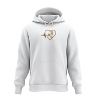 Warmer Hüttentour Hoodie Herzschlag Hund Wandern in Weiß (White) – Produktbild (350 g/m² Bio-Baumwolle) von Rad&Rucksack